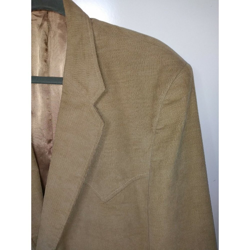 Wrangler Corduroy Blazer Jacket Mens 46r Camel Be… - image 6